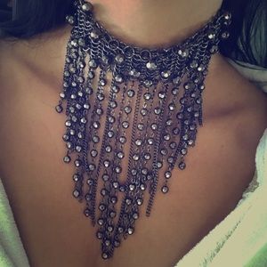 Bebe necklace chain choker gray black